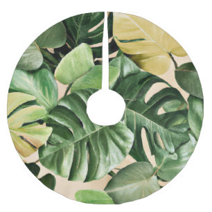 Floral/Hawaiian/Tropical leaf Brushed Polyester Tree Skirt