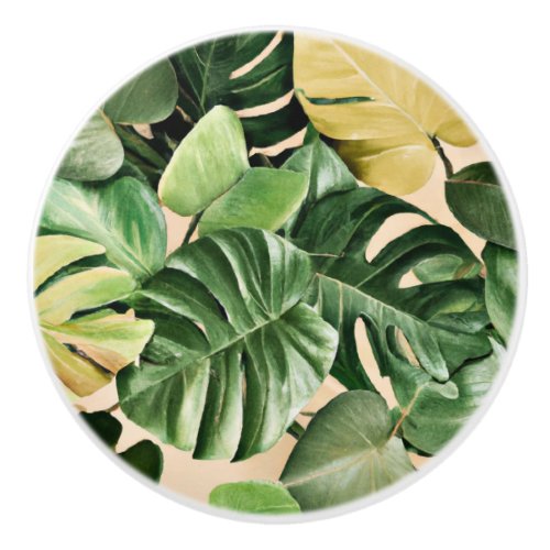 FloralHawaiianTropical leaf Ceramic Knob
