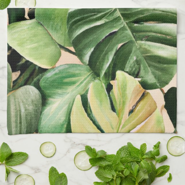 Floral/Hawaiian/Tropical leaf Kitchen Towel (Folded)