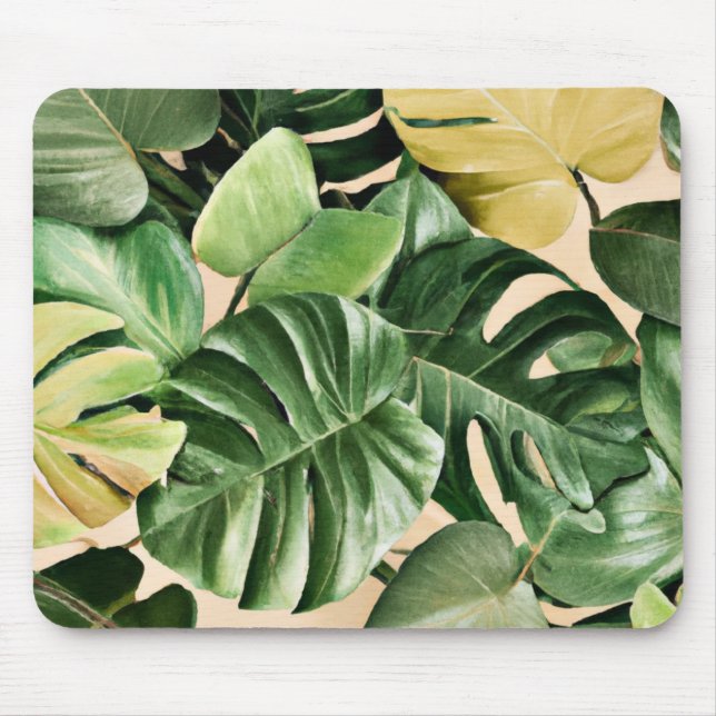 Floral/Hawaiian/Tropical leaf Mouse Pad (Front)
