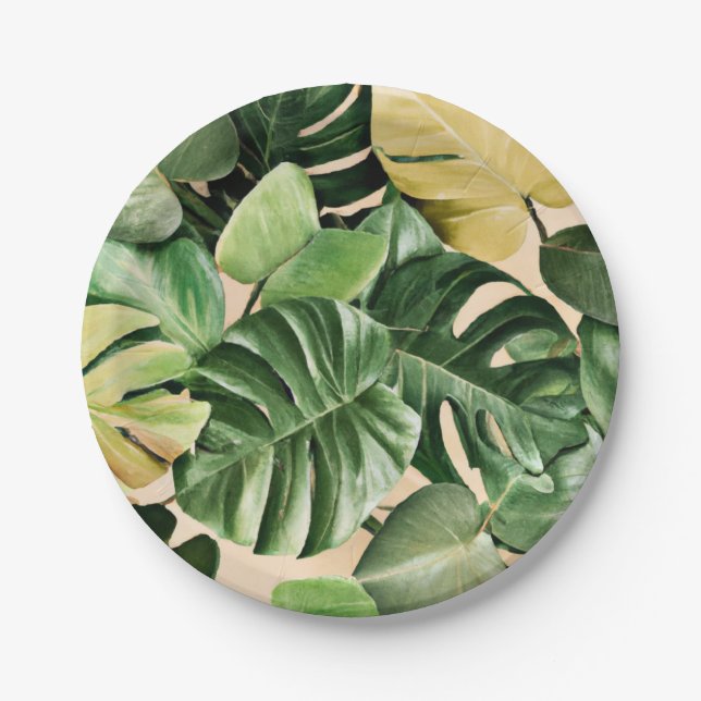 Floral/Hawaiian/Tropical leaf Paper Plates (Front)