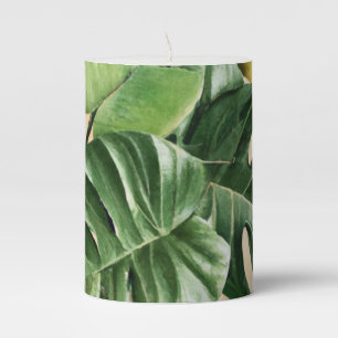 Floral/Hawaiian/Tropical leaf Pillar Candle