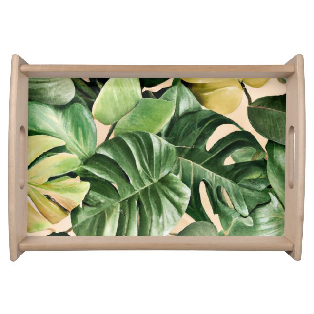 Floral/Hawaiian/Tropical leaf Serving Tray (Front)