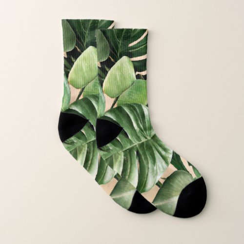 FloralHawaiianTropical leaf Socks