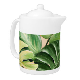 Floral/Hawaiian/Tropical leaf Teapot