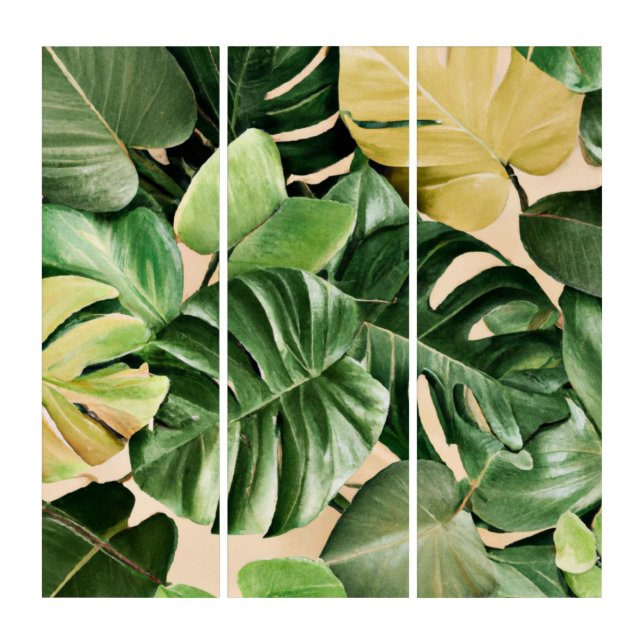 Floral/Hawaiian/Tropical leaf Triptych (Front)
