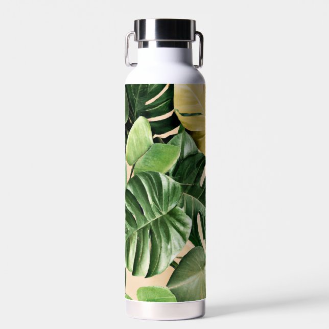 Floral/Hawaiian/Tropical leaf Water Bottle (Front)