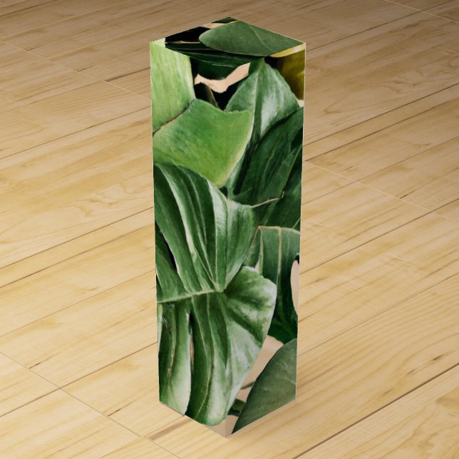 Floral/Hawaiian/Tropical leaf Wine Box (Front)