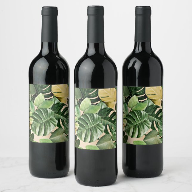 Floral/Hawaiian/Tropical leaf Wine Label (Bottles)