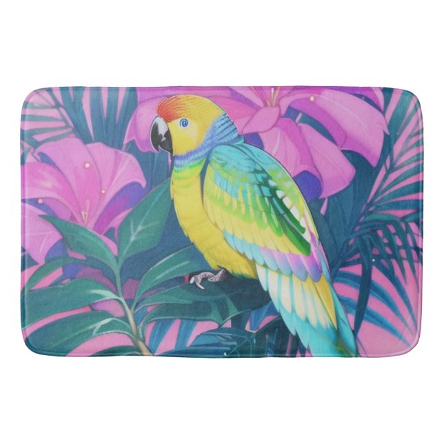 Floral/Hawaiian/Tropical/parrot  Bath Mat (Front)