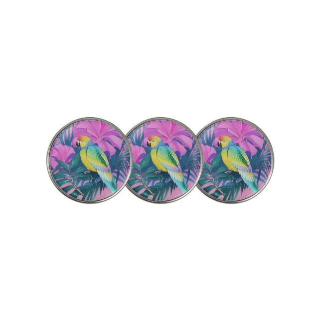 Floral/Hawaiian/Tropical/parrot  Golf Ball Marker (3 Up)