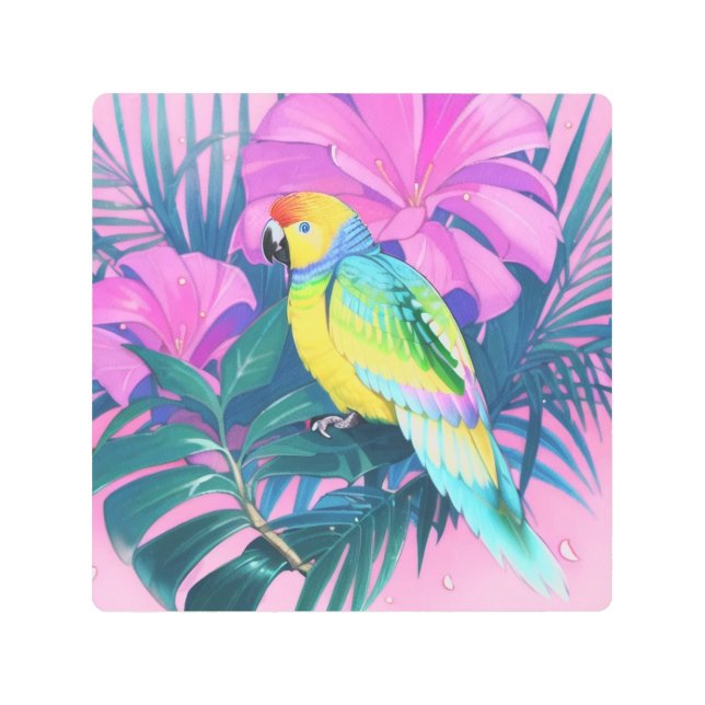 Floral/Hawaiian/Tropical/parrot  Metal Print (Front)