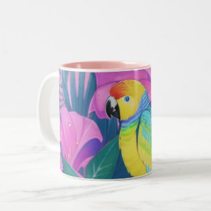 Floral/Hawaiian/Tropical/parrot Two-Tone Coffee Mug