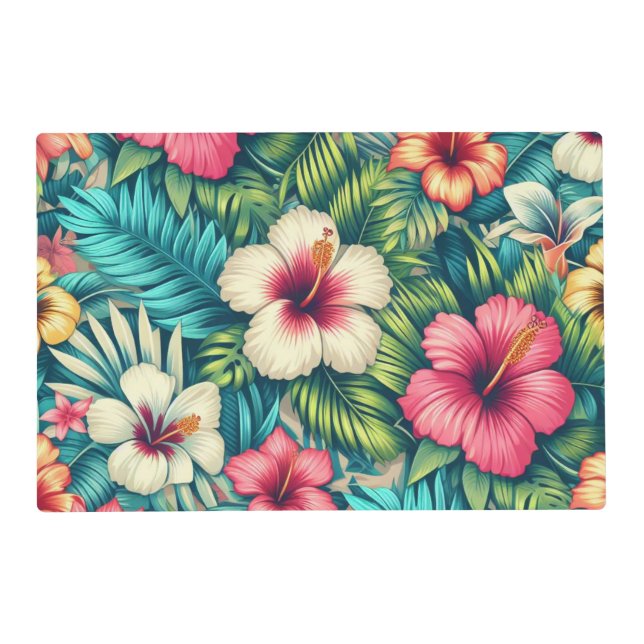 Floral Hawaiian/tropical Placemat (Front)