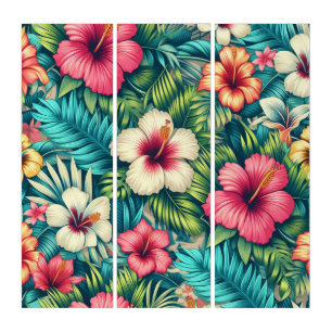Floral Hawaiian/tropical Triptych