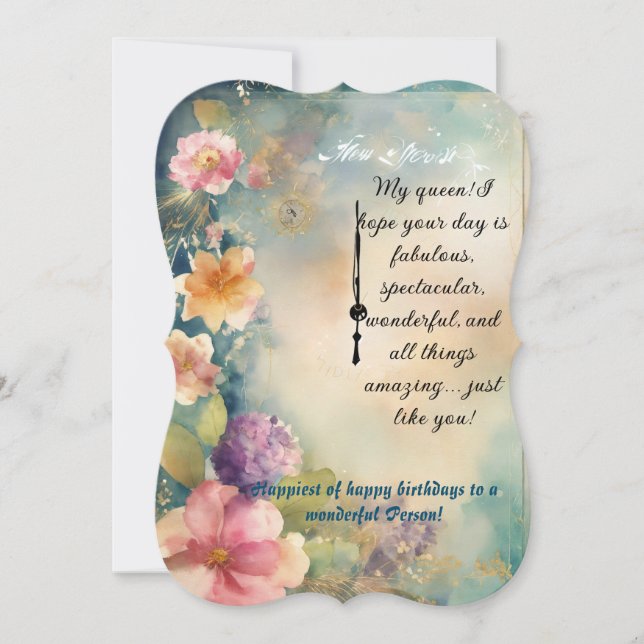 "Floral Haze Birthday Bliss"Greeting Card (Front)