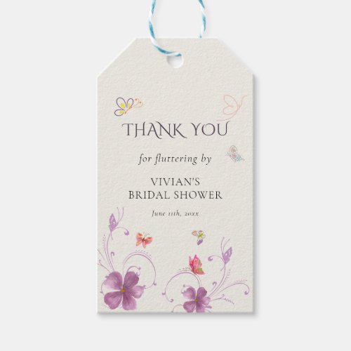 Floral He Gives Me Butterflies Bridal Shower Favor Gift Tags