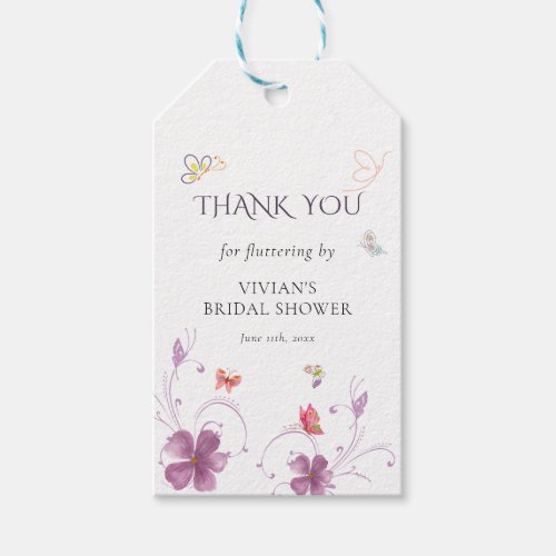 Floral He Gives Me Butterflies Bridal Shower Favor Gift Tags