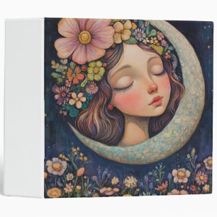 Floral Headdress & Crescent Moon 3 Ring Binder