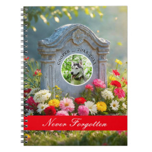 Floral Headstone Pet Tribute Photo Dog Memorial Notebook