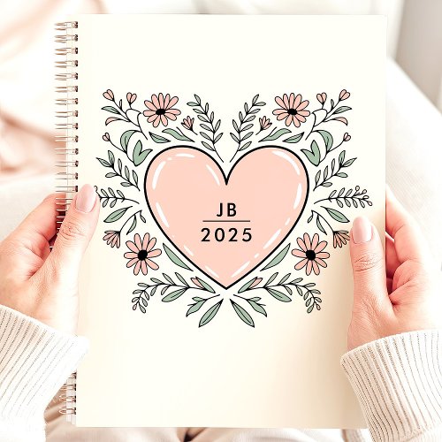 Floral Heart 2025 Monogram Planner