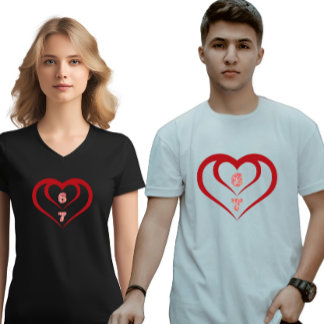 Floral Heart 6 7 Meme Valentine Matching T-Shirt