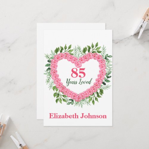 Floral Heart 85th Birthday Card for Women
