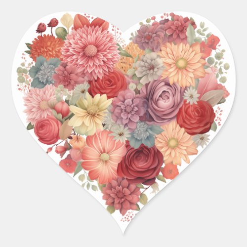 Floral Heart Affection Love Sticker