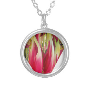 Floral Heart Art Print Silver Plated Necklace