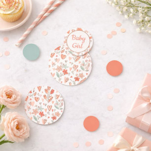 Floral Heart Baby Girl Table Confetti