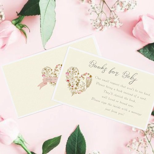 Floral Heart Baby In Bloom Books for Baby Enclosure Card