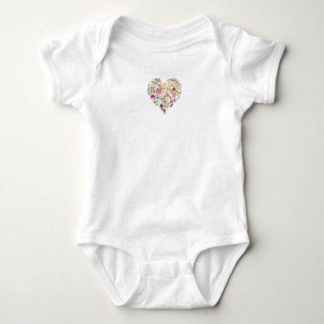 Floral Heart Baby Shower Sweet Pink Mom Love Bodysuit (Front)