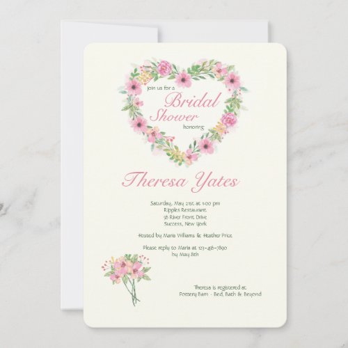 Floral Heart Bridal Shower Invitation