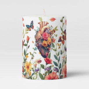 Floral Heart Candle Artistic Bloom Scented Jar