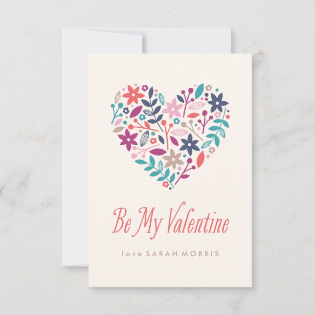 Floral Heart Classroom Valentine Invitation (Front)