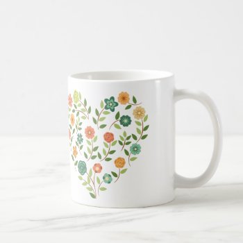 Floral Heart Coffee Mug by DesignsByZal at Zazzle