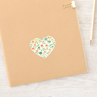 Floral Heart Custom-Cut Vinyl Sticker
