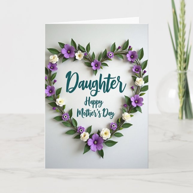 Floral Heart Daughters Day Card (Front)