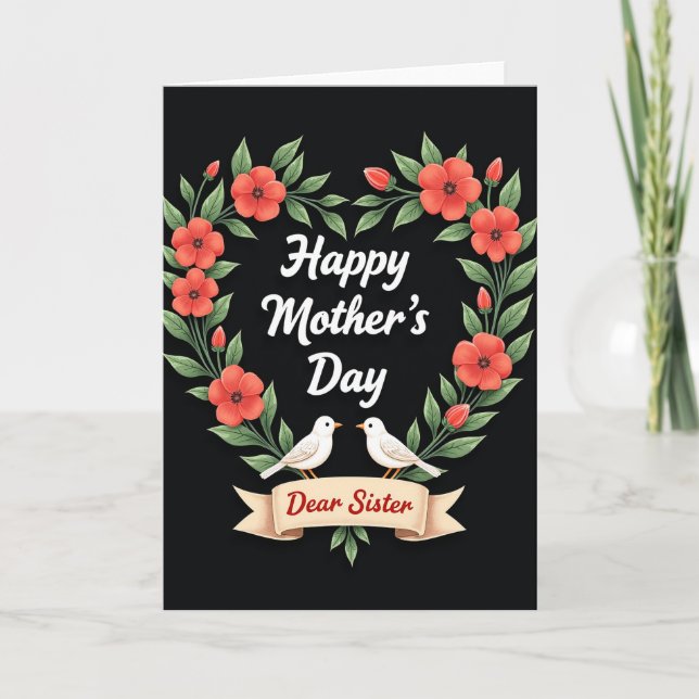 Floral Heart Dear Sister Card (Front)