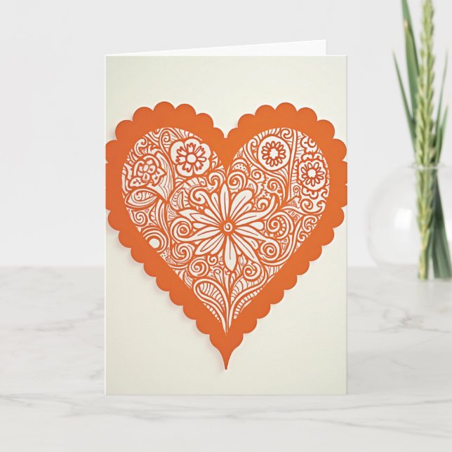 Floral Heart Design Love Card (Front)