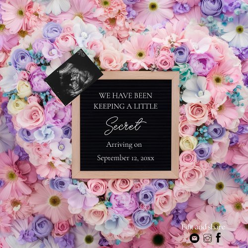 Floral heart digital pregnancy announcement 