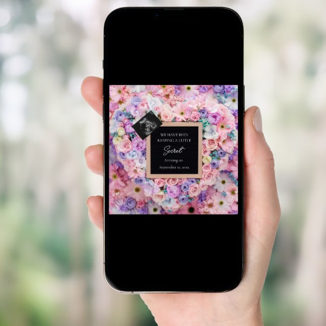 Floral heart digital pregnancy announcement  (Front Digital)