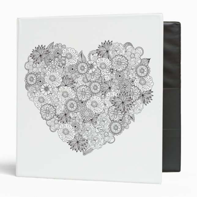 Floral Heart Doodle Binder (Front/Inside)