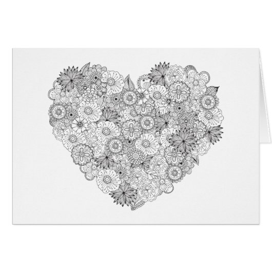 Floral Heart Doodle Cards (Front Horizontal)