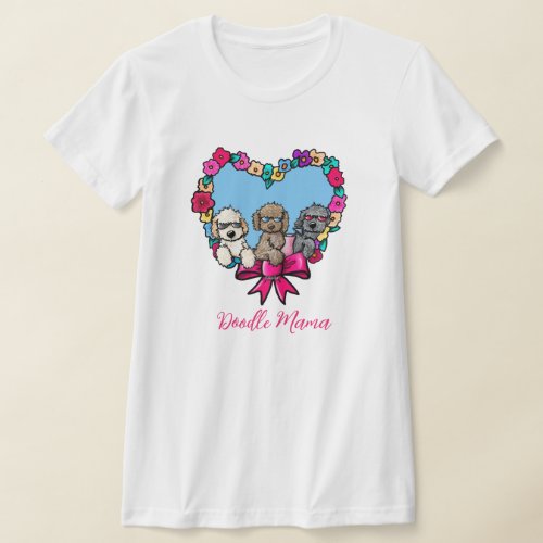 Floral Heart Doodle Dog T_Shirt
