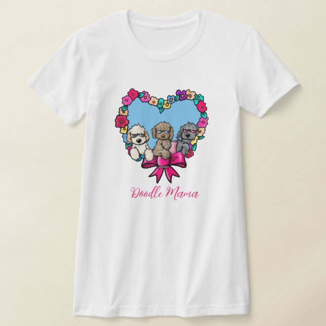 Floral Heart Doodle Dog T-Shirt (Laydown)