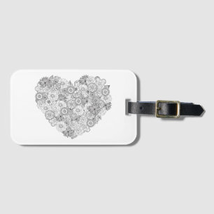 Floral Heart Doodle Luggage Tag