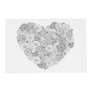 Floral Heart Doodle Placemat