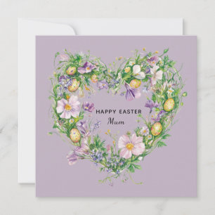 Floral Heart Easter Card for Mom