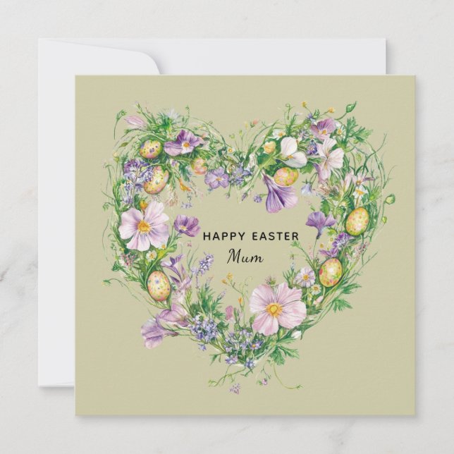 Floral Heart Easter Card for Mom (Front)